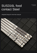 24cm Korean Chopsticks 316L Stainless Steel Laser Engraving Anti Skid