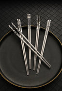24cm Korean Chopsticks 316L Stainless Steel Laser Engraving Anti Skid