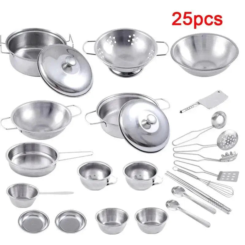 Kids Stainless Steel Kitchen Cookware Set 25 Piece For Fun - OurLum.com