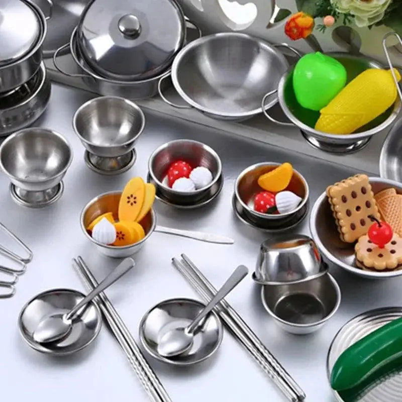 Kids Stainless Steel Kitchen Cookware Set 25 Piece For Fun - OurLum.com