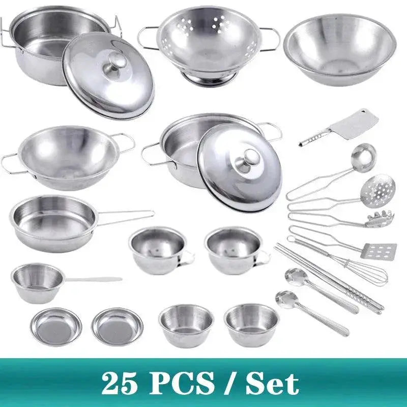Kids Stainless Steel Kitchen Cookware Set 25 Piece For Fun - OurLum.com
