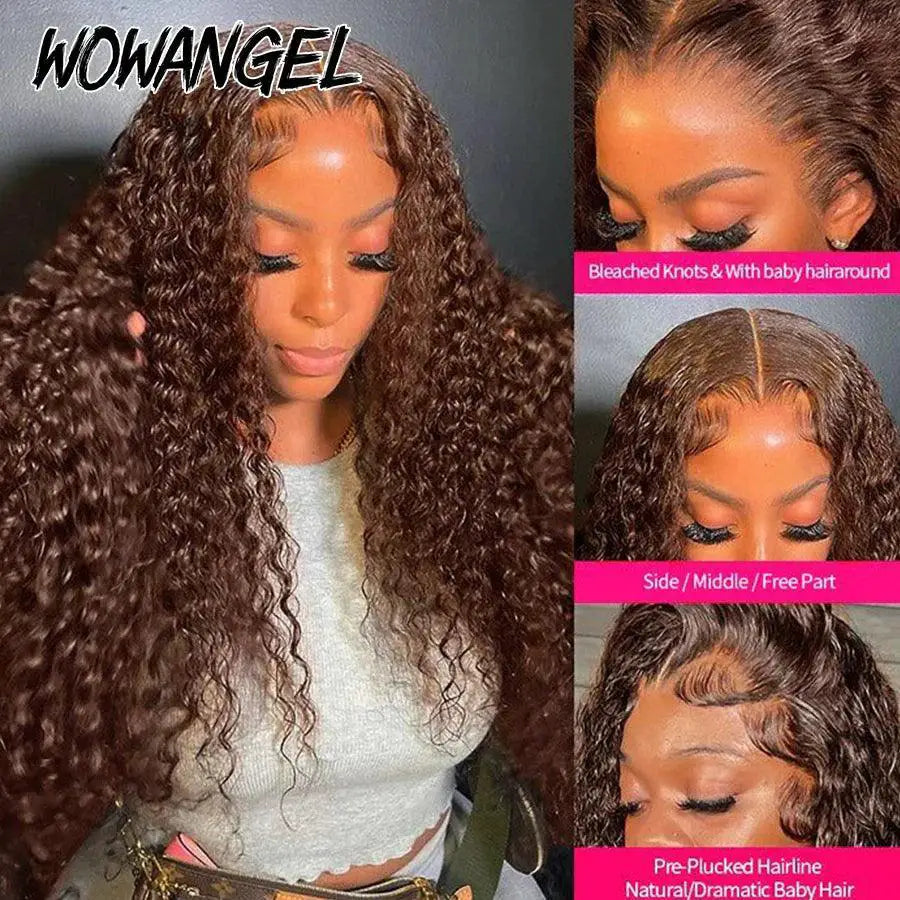 250 Density Chocolate Brown Water Wave HD Lace Wig