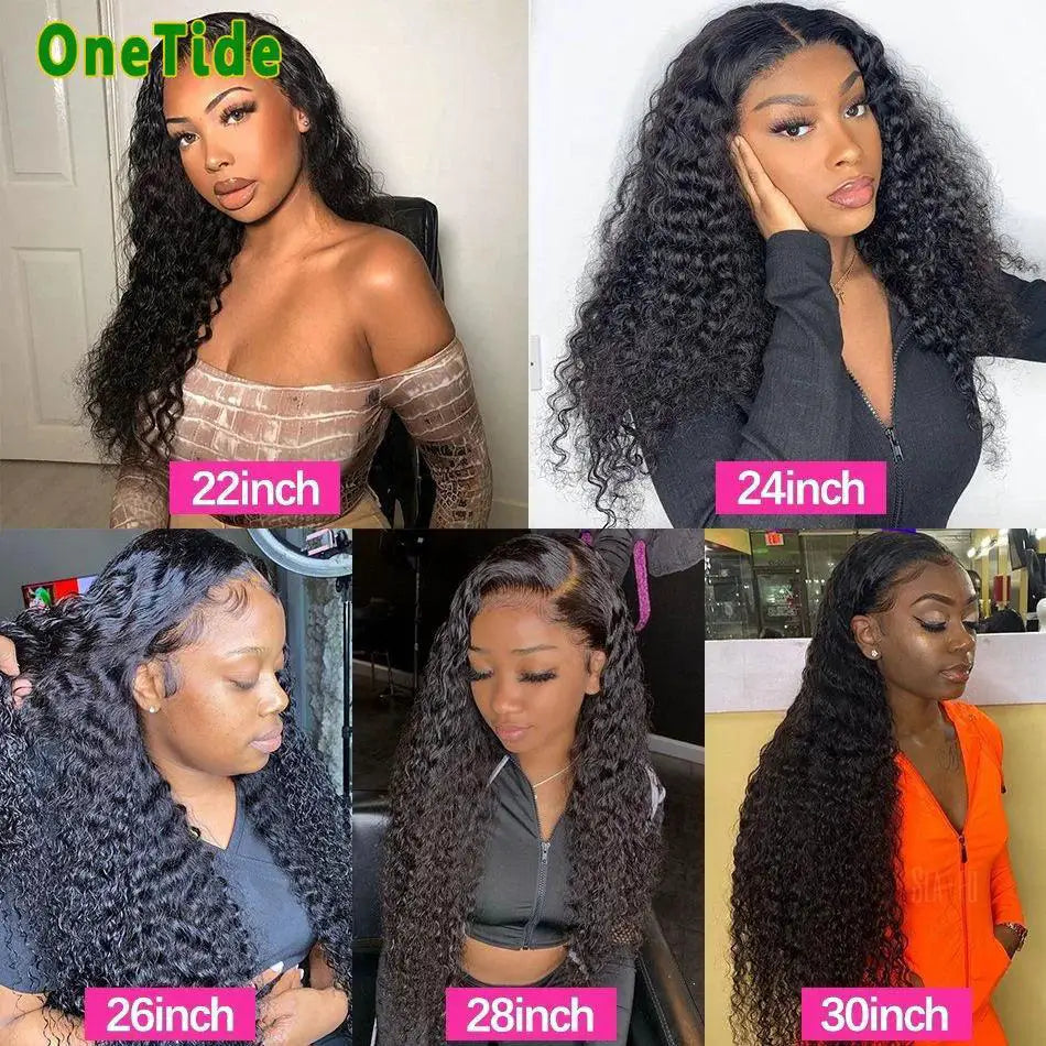 Remy 250 Density Deep Wave Lace Front Curly Human Hair Wig