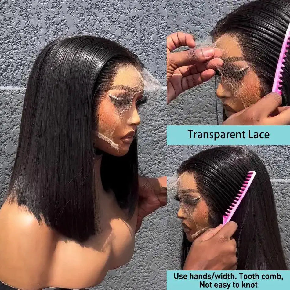 250 Percent Density Straight Short Bob Lace Front Wig