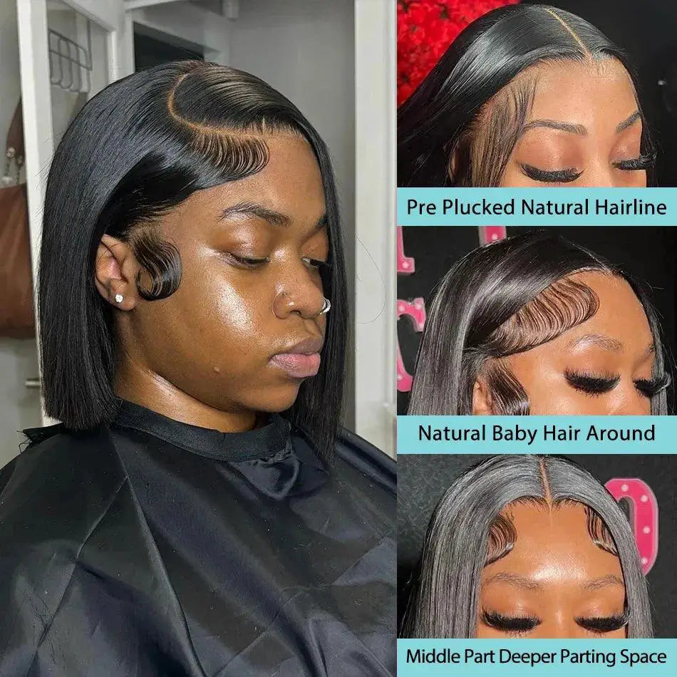 250 Percent Density Straight Short Bob Lace Front Wig