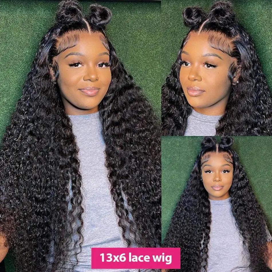 34 Inch 250 Percent Deep Wave Brazilian Lace Front Wig