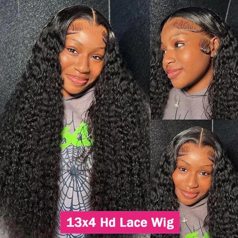 34 Inch 250 Percent Deep Wave Brazilian Lace Front Wig