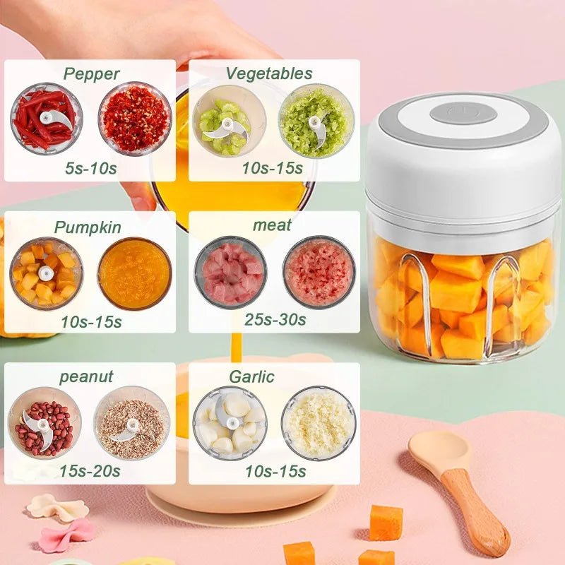 250ML Electric Garlic Grinder Wireless Portable Baby Food Processor