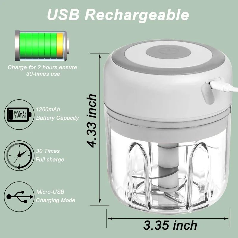 250ML Electric Garlic Grinder Wireless Portable Baby Food Processor