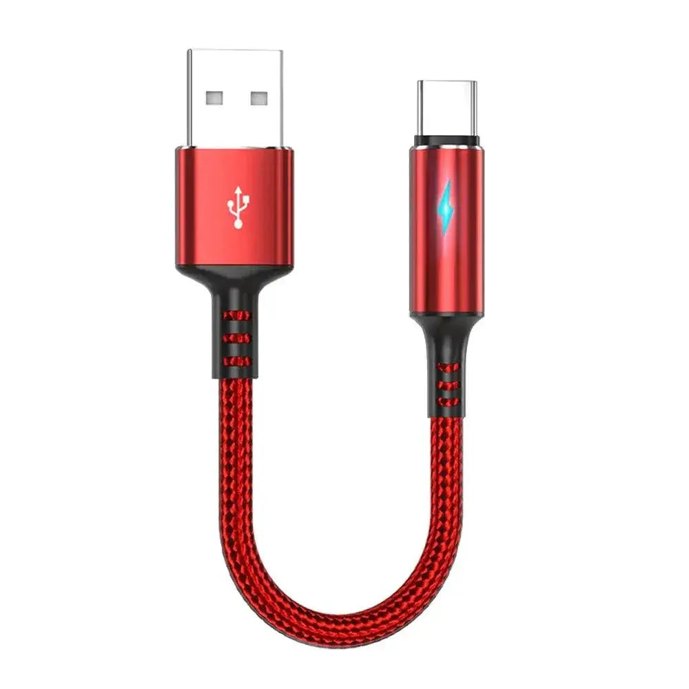 25cm Short Nylon Charger Data Cable Micro USB Type C Cables