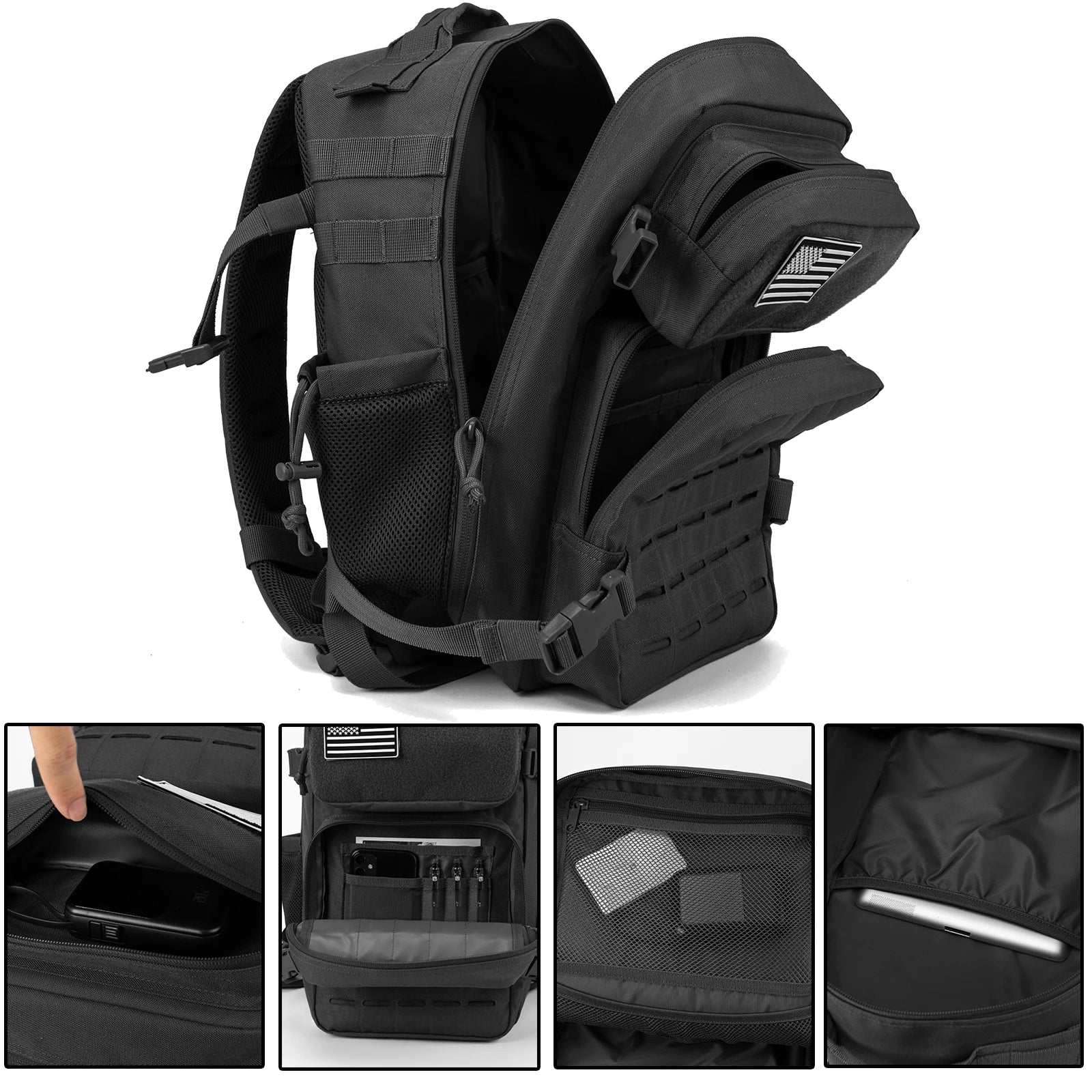 25L Tactical Backpack MOLLE Unisex Hiking Survival Bag With Dual Cup Holders Pro
