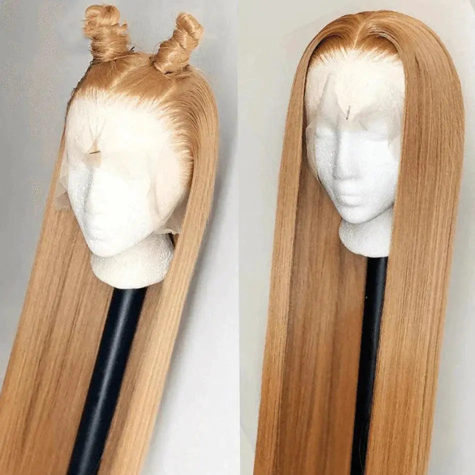 Honey Blonde Brazilian Straight Lace Front Wig 13x4 HD Lace