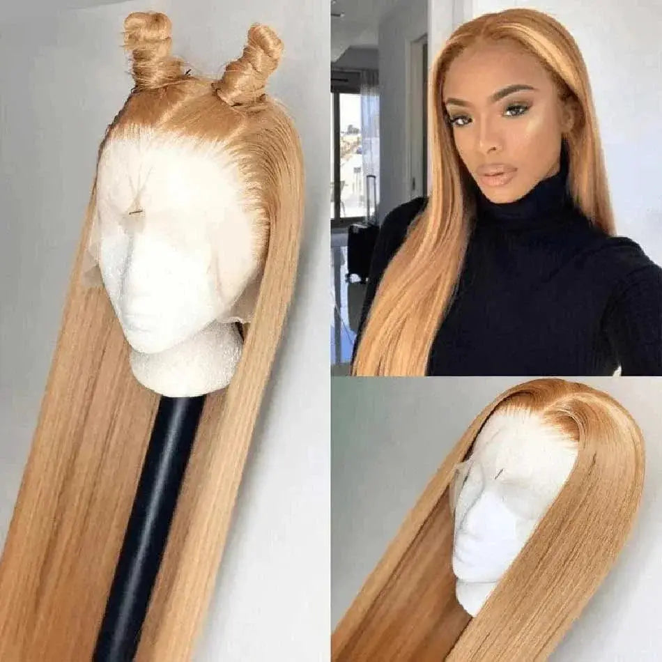 Honey Blonde Human Hair Lace Front Wig HD Lace Pre Plucked