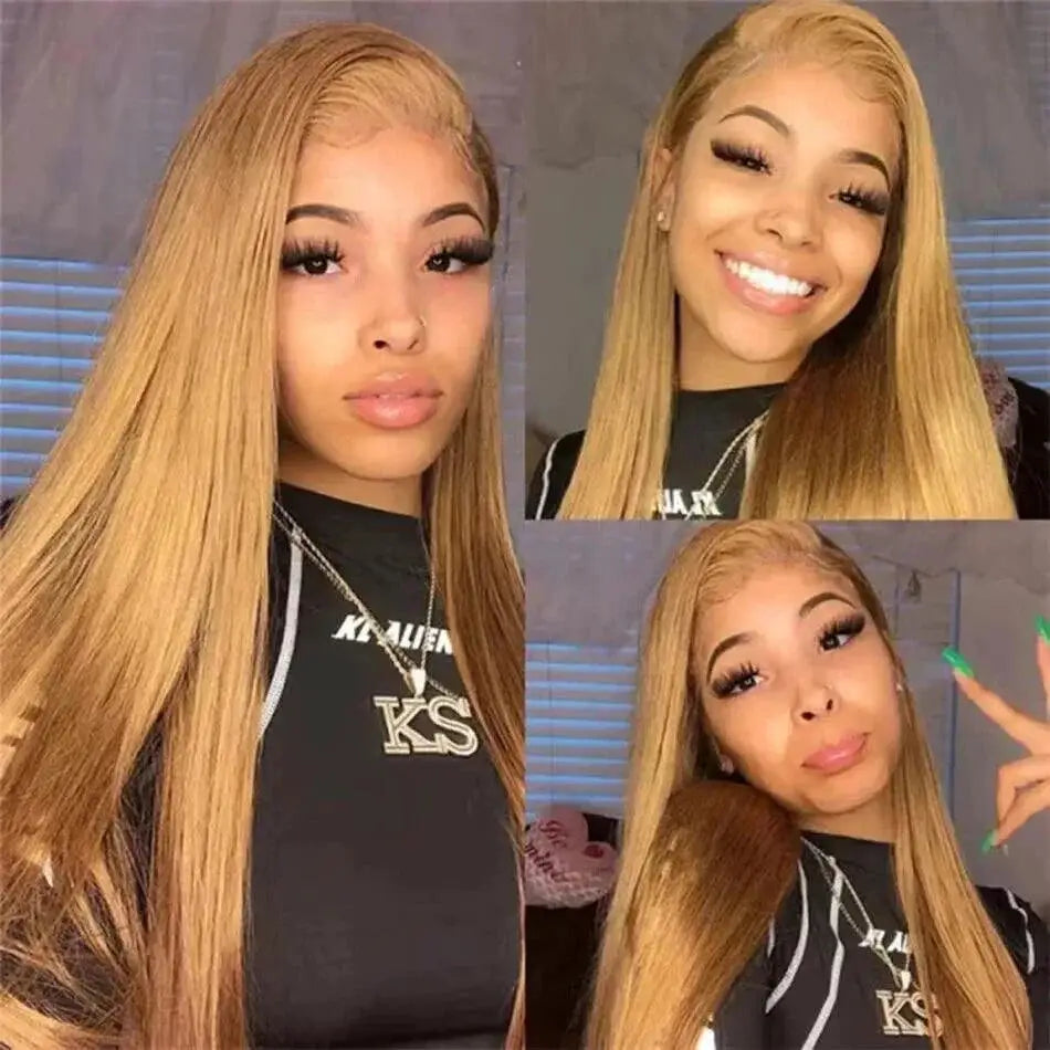 Honey Blonde Lace Front Human Hair Wig HD Transparent 13x4