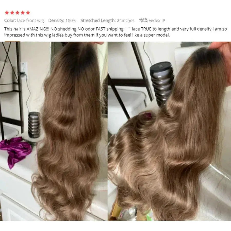 28 Inch Ash Blonde Body Wave Lace Front Wig 100 Percent Hair