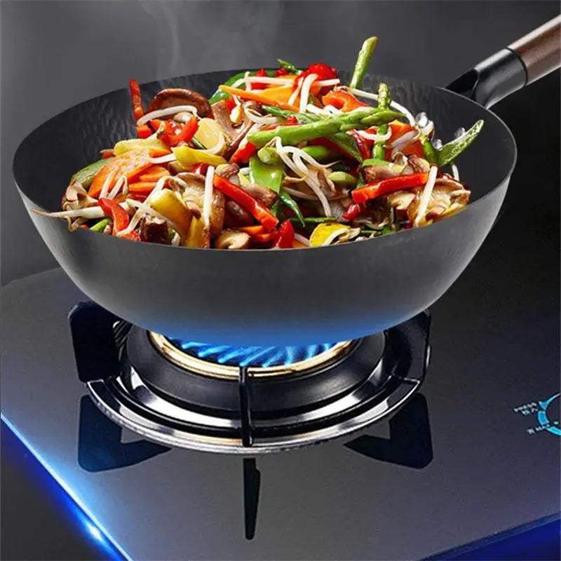 28cm Nonstick Cast Iron Wok Pan For Gas And Induction