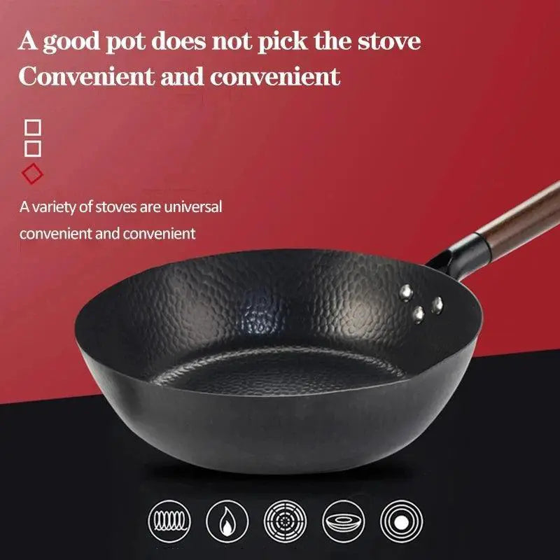 28cm Nonstick Cast Iron Wok Pan For Gas And Induction