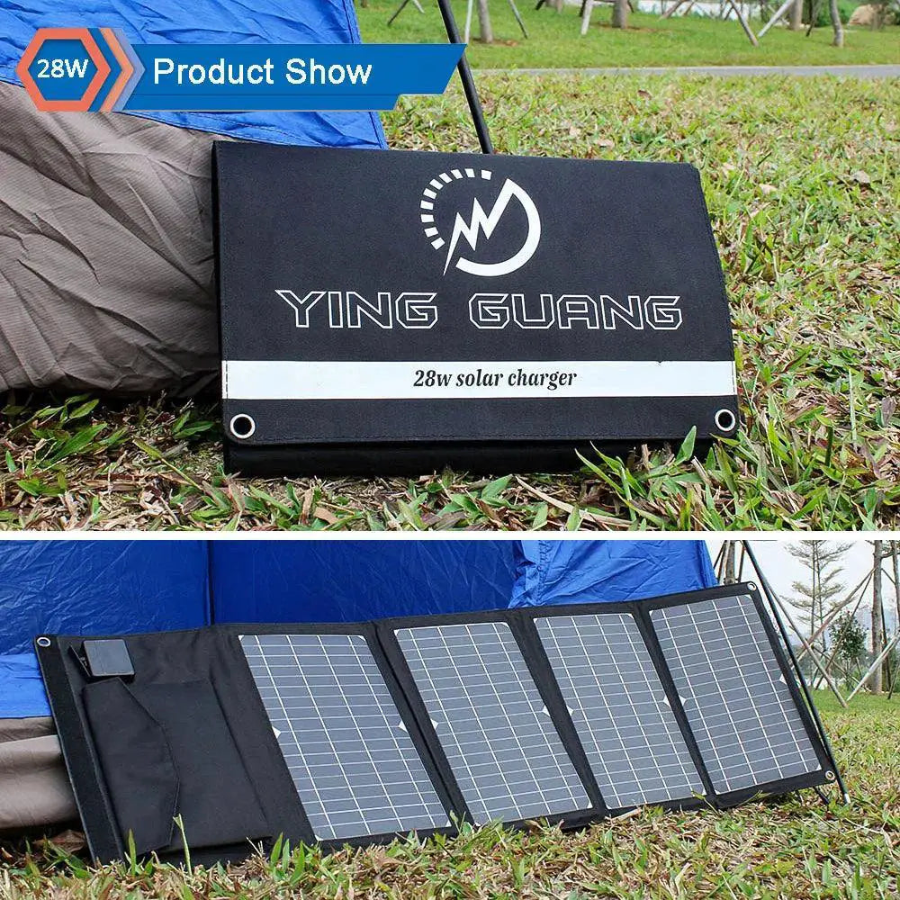 28W Foldable Solar Panel Charger With Dual USB Ports