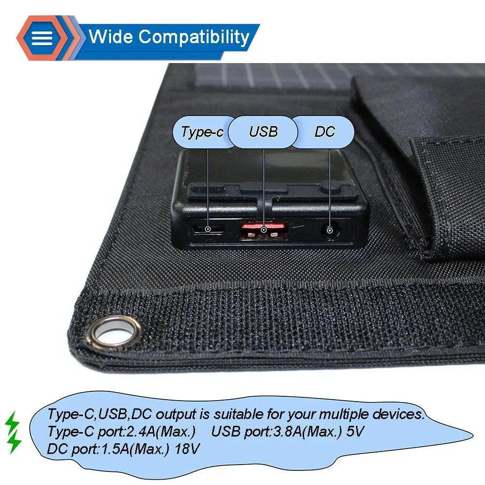 28W Foldable Solar Panel Charger With Dual USB Ports