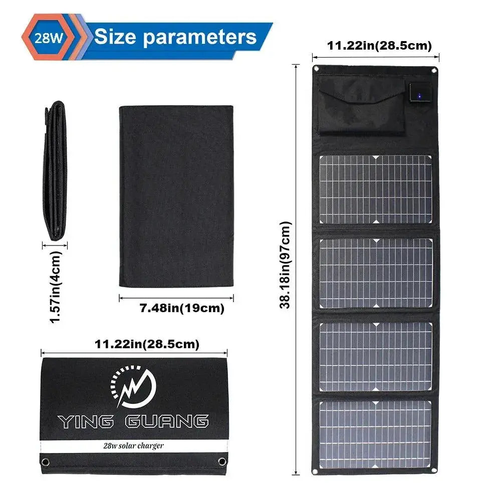 28W Foldable Solar Panel Charger With Dual USB Ports