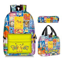 2PC/3PC-Set Pikachu Pokemon Backpack for School Kids