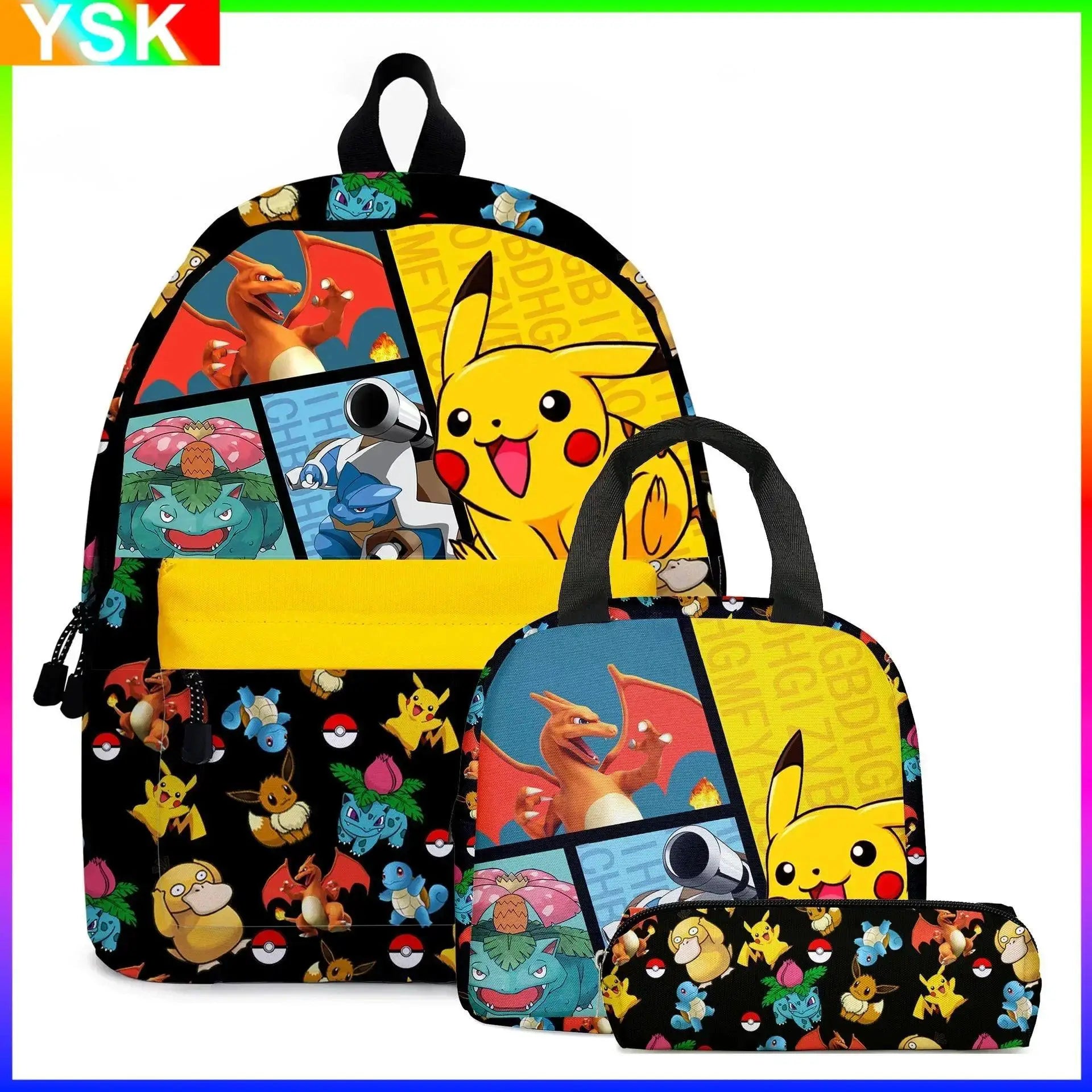 Pikachu Pokemon Backpack Set For Kids 2PC 3PC School Bags