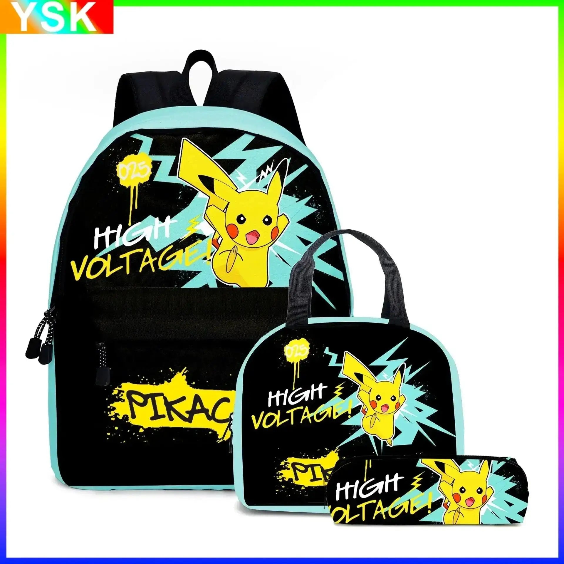 Pikachu Pokemon Backpack Set For Kids 2PC 3PC School Bags