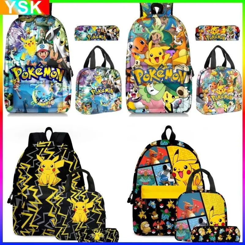 Pikachu Pokemon Backpack Set For Kids 2PC 3PC School Bags