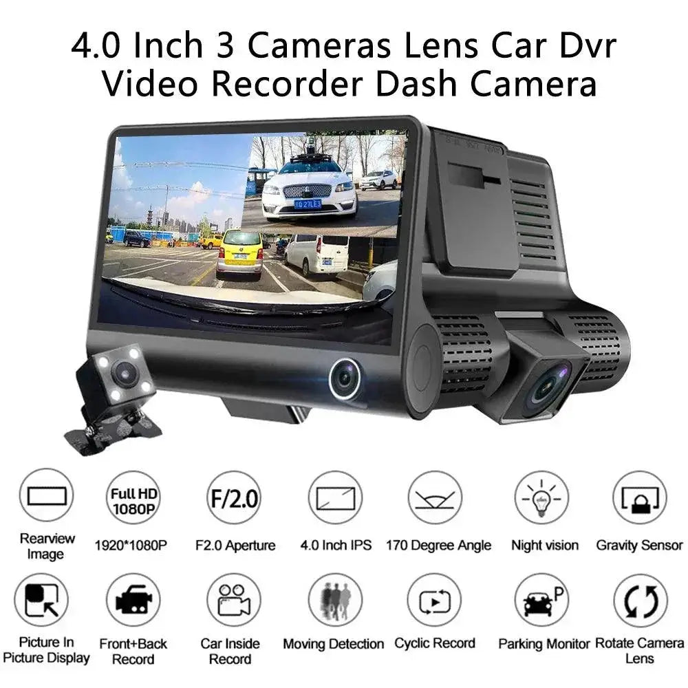 3 Camera Dash Cam Triple Front Rear Side Setup Vision