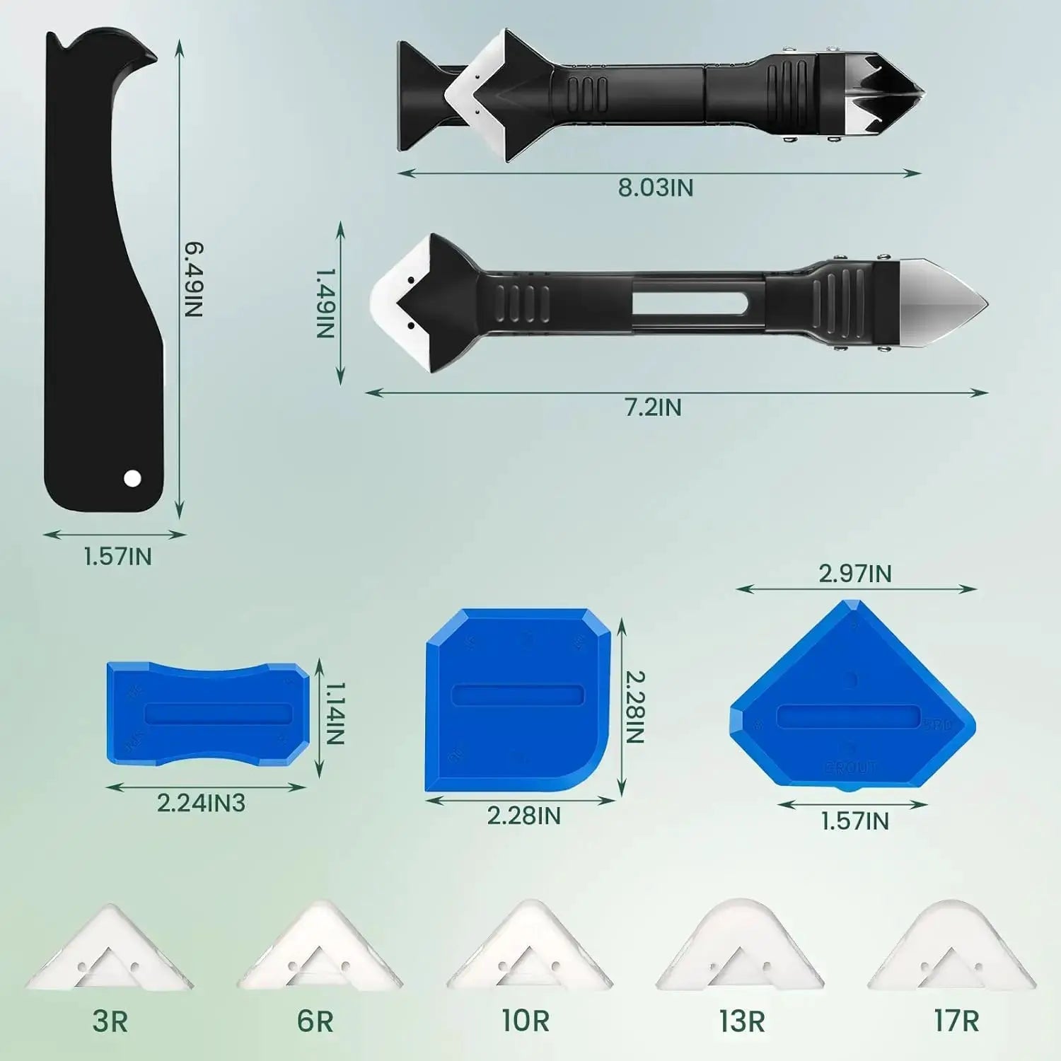 3 In 1 Silicone Remover Scraper Caulk Finisher Kit 9 Pieces All In One Tools