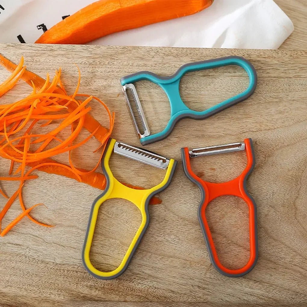 3 Piece Stainless Steel Fruit And Vegetable Peeler Set With Non Slip Handle Plus