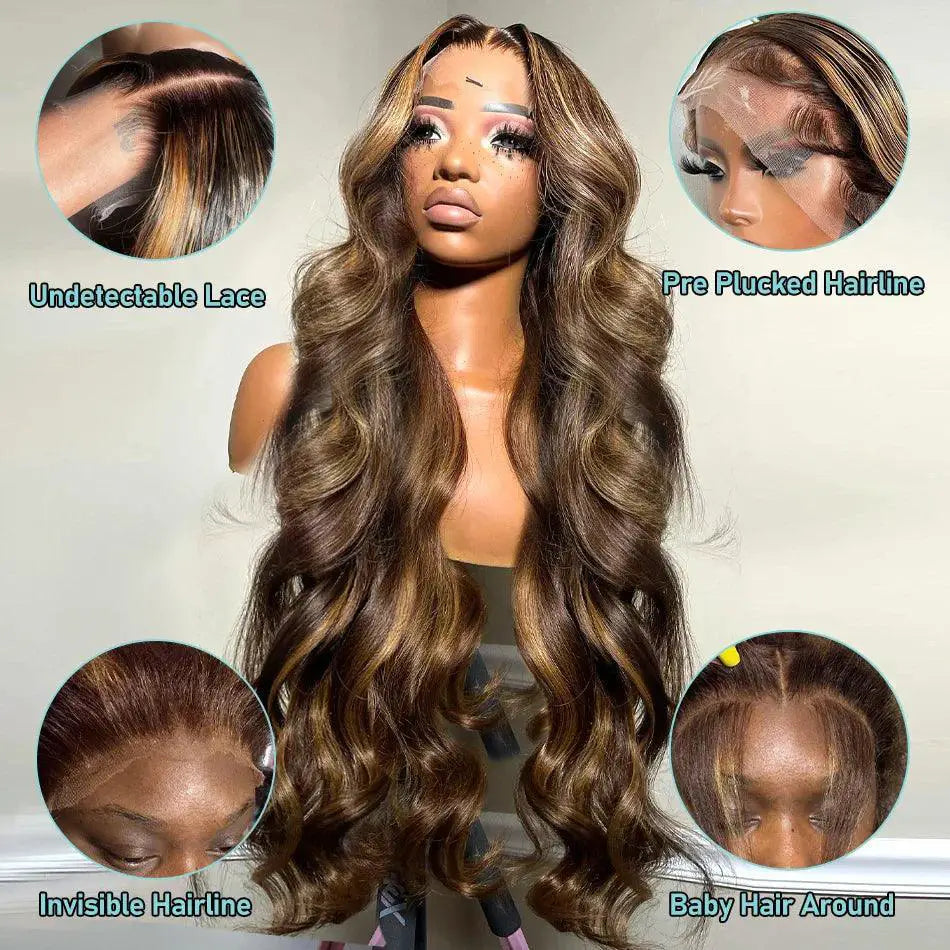 30 - 32 Inch Ombre Body Wave Lace Front Wig 250 Density