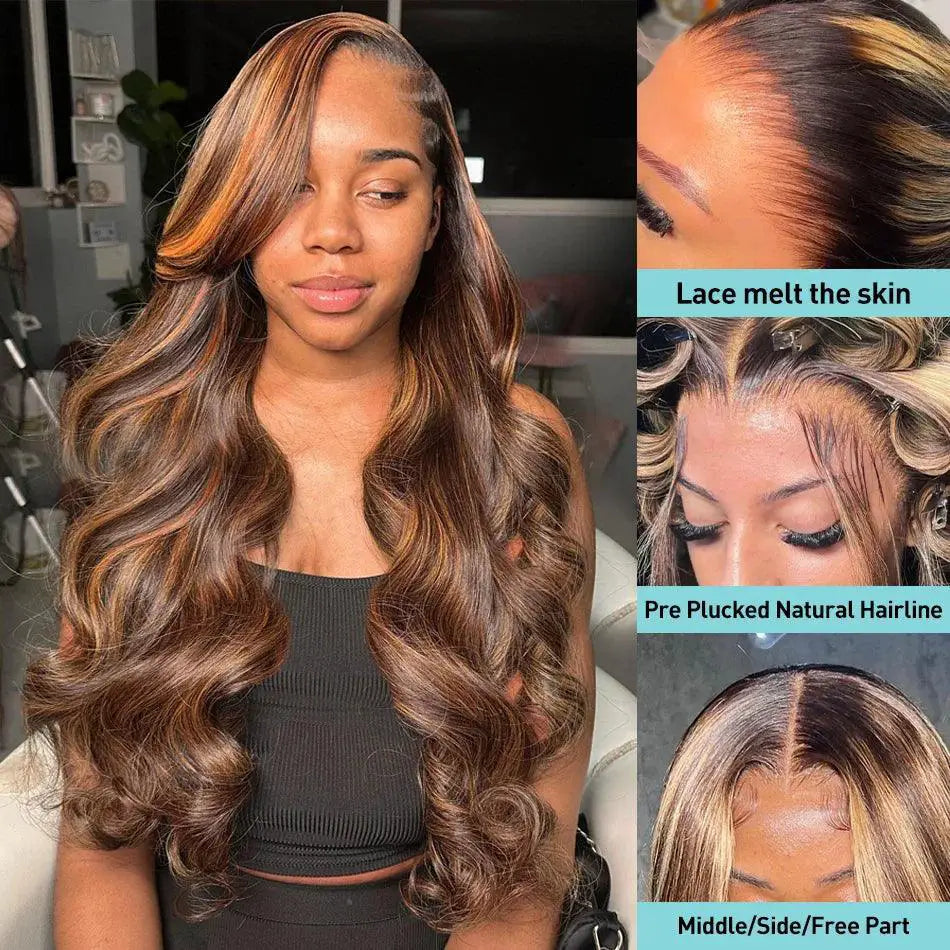 30 - 32 Inch Ombre Body Wave Lace Front Wig 250 Density