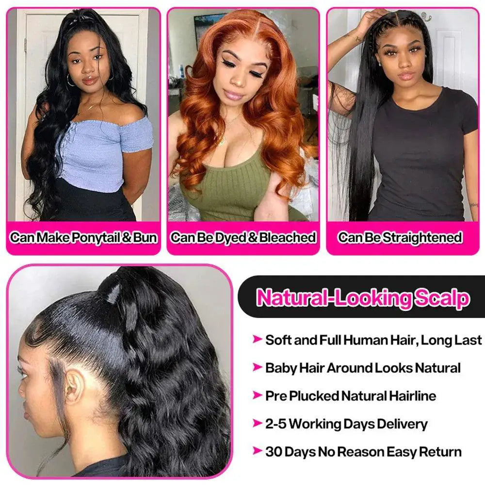 30 - 34 Inch Brazilian Remy Body Wave HD Lace Front Wig