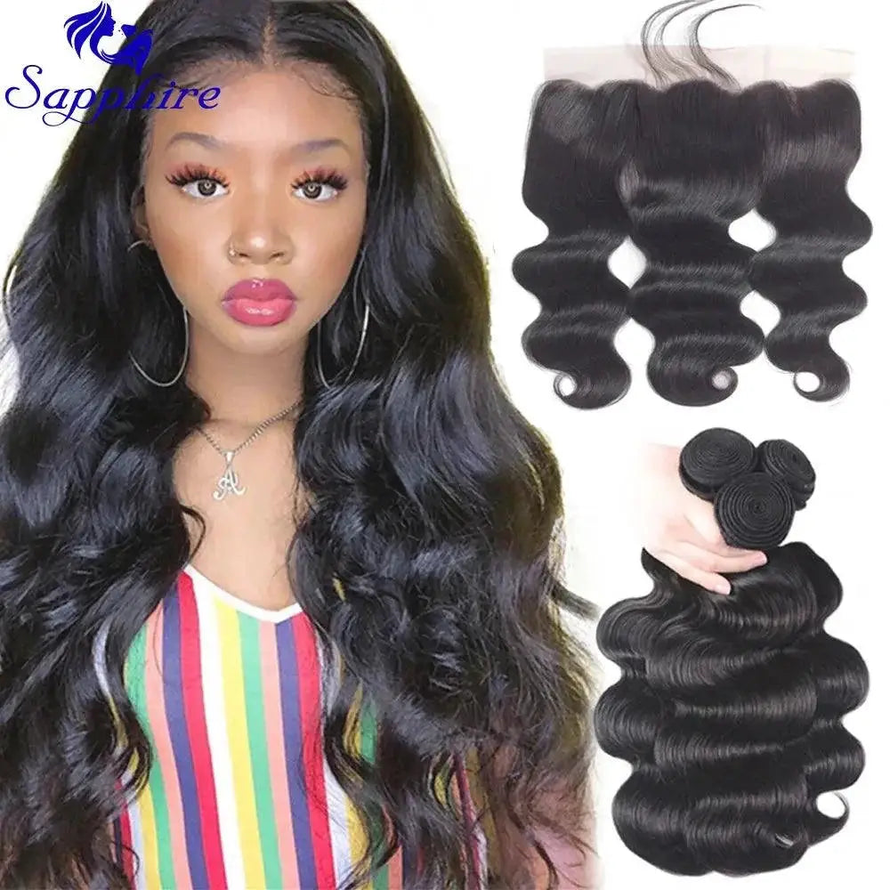 30 Inch Brazilian Body Wave Lace Hair Bundle Set Remy