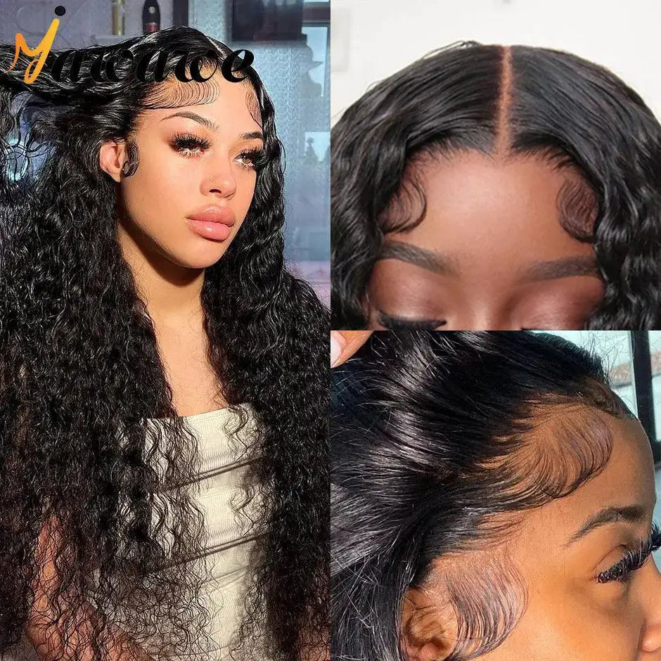 30 Inch Deep Curly Glueless Brazilian Water Wave Wig YAWAWE