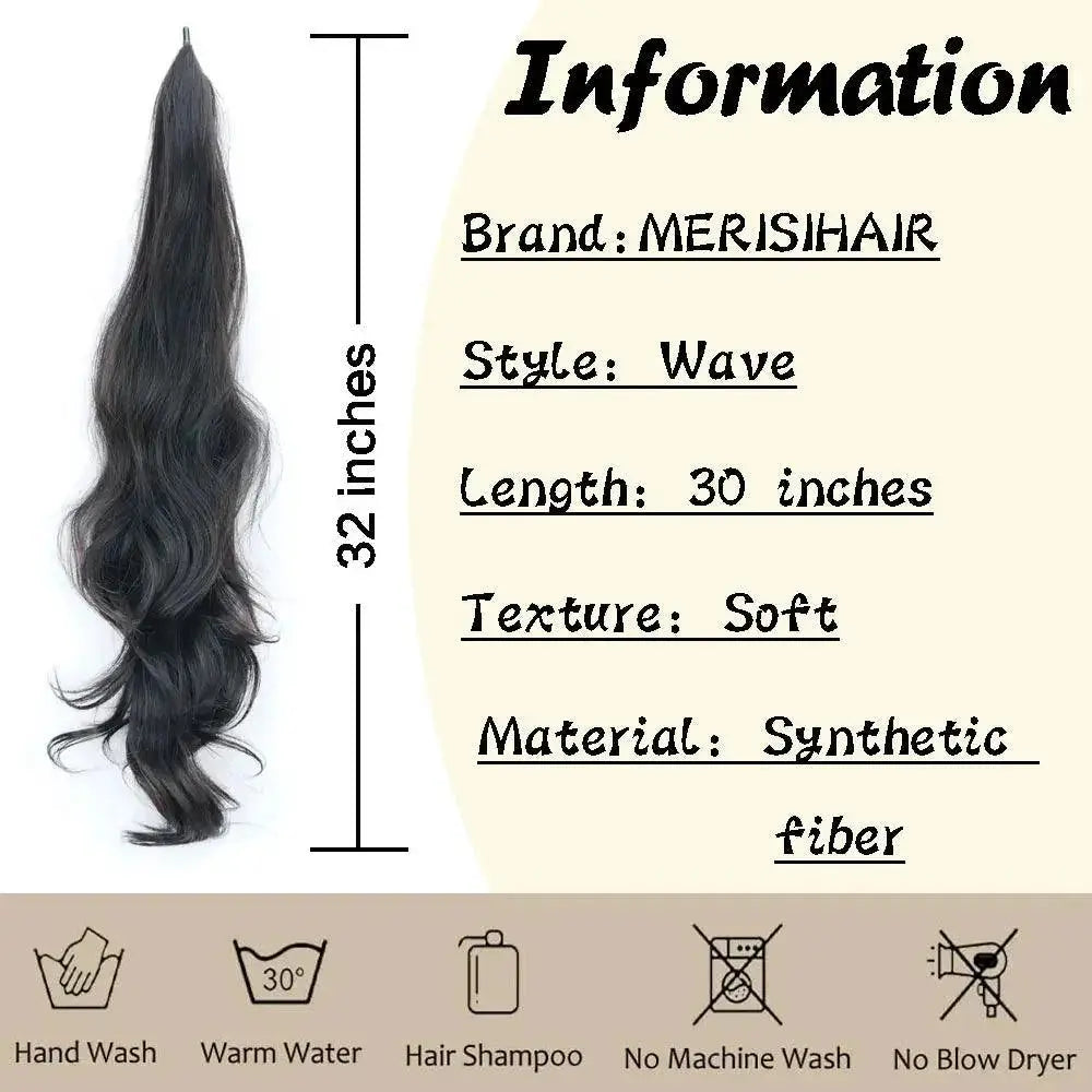30 Inch Long Wavy Synthetic Ponytail Extension For Women