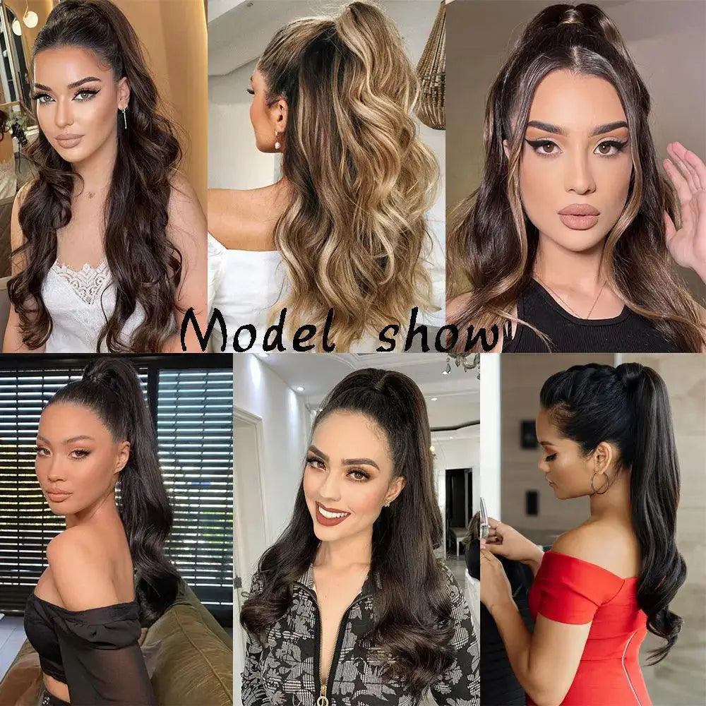 30 Inch Long Wavy Synthetic Ponytail Extension For Women