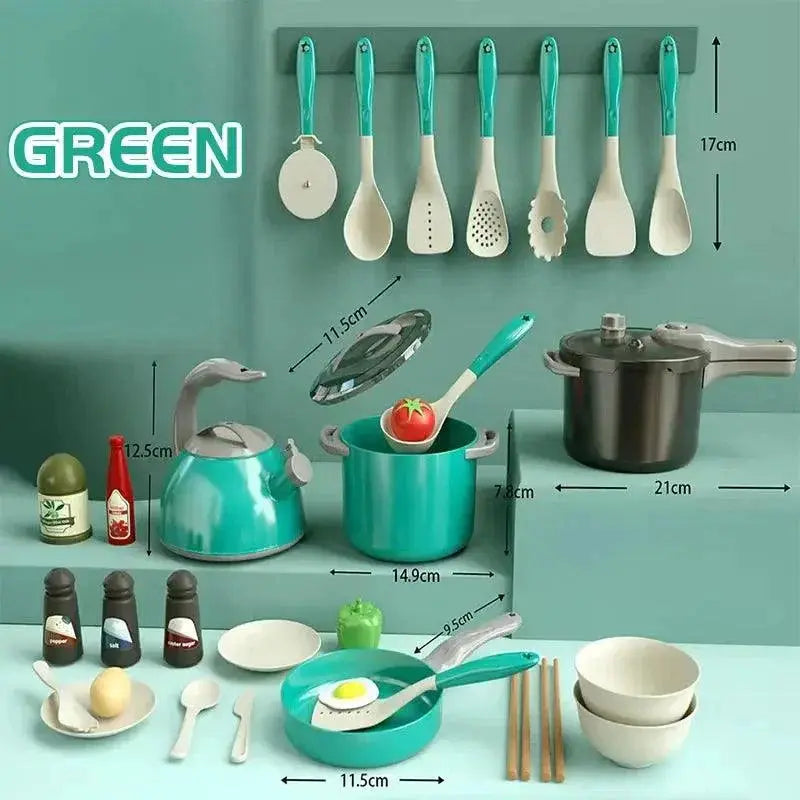 32 Piece Kids Cooking Playset For Kitchen Fun Imagination