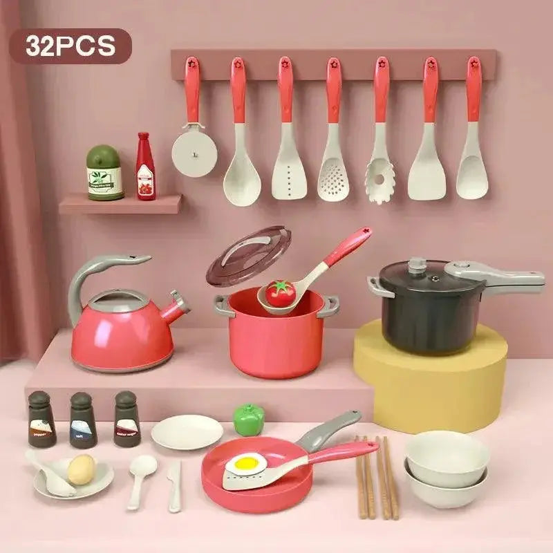 32 Piece Kids Cooking Playset For Kitchen Fun Imagination