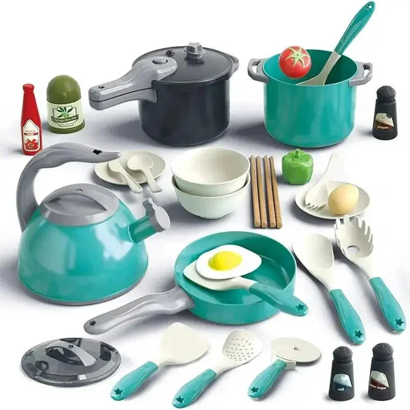 32 Piece Kids Cooking Playset For Kitchen Fun Imagination