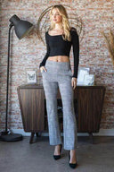 Flattering Wide Waist Plaid Flare Pants