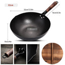 Konco 32cm Noncoated Cast Iron Wok Pan For Gas Induction
