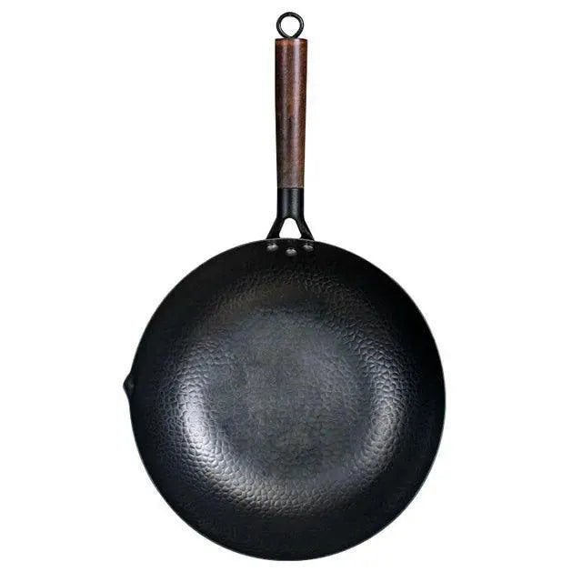 Konco 32cm Noncoated Cast Iron Wok Pan For Gas Induction