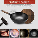 Konco 32cm Noncoated Cast Iron Wok Pan For Gas Induction