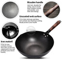 Konco 32cm Noncoated Cast Iron Wok Pan For Gas Induction