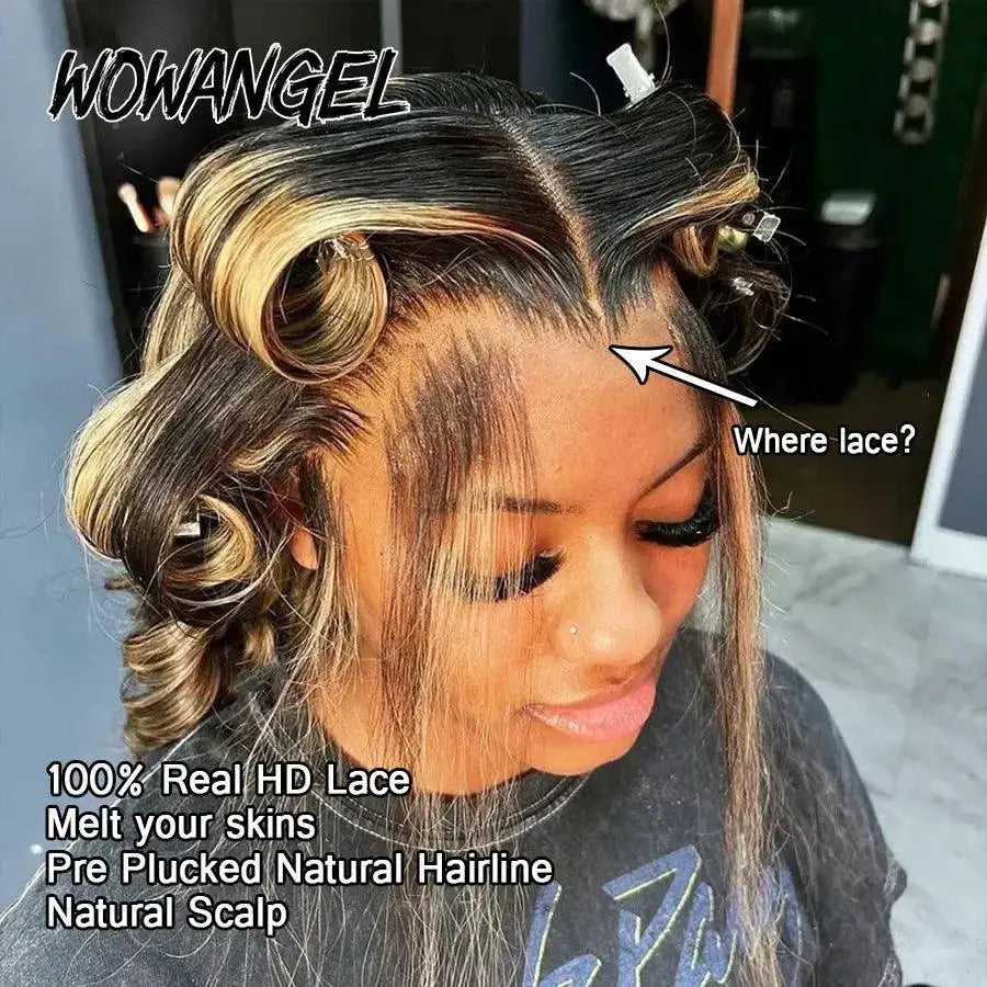 34 - Inch 1B27 Highlight Human Hair Wig 13x6 HD Lace Frontal