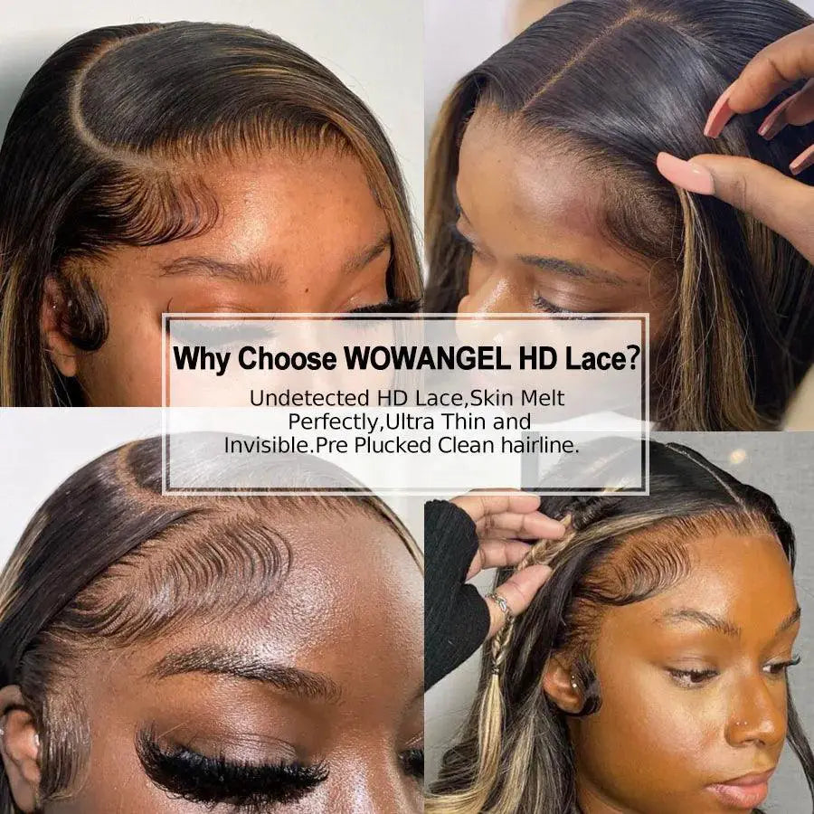 34 - Inch 1B27 Highlight Human Hair Wig 13x6 HD Lace Frontal
