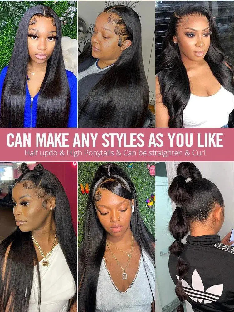 34 Inch Brazilian Bone Straight Lace Front Wig For Women