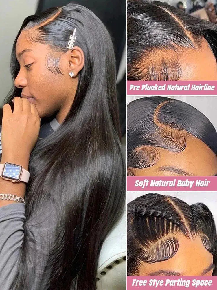 34 Inch Brazilian Bone Straight Lace Front Wig For Women